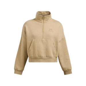 Women's Under Armour Icon Fleece Oversized Long Sleeve 1/2 Zip Large Camel