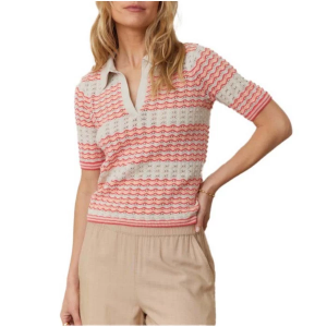 Women's Marine Layer Pullover Sweater Spencer Polo Large Pink Groove