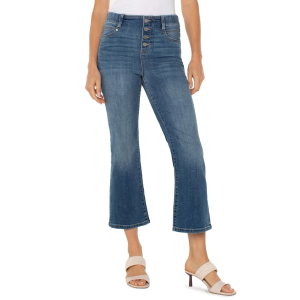 Women's Liverpool Los Angeles The Gia Glider Exposed Button Crop Flare Jeans Neola 6 25.5