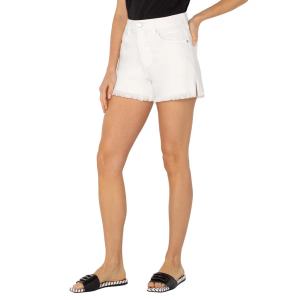 Women's Liverpool Los Angeles A Line Fray Hem Jean Shorts 6 Bone White