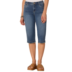 Women's Democracy "Ab"solution(R) Rope Cascading D Pocket Fray Hem Straight Jeans Blue Vintage Denim 4 18