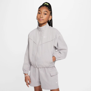 Girls' Nike Sportswear Oversized Jacket Small College Grey/White