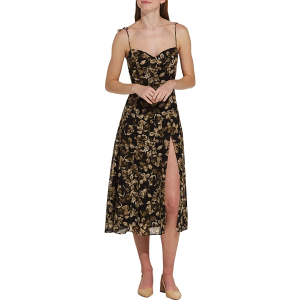 Women's DRESS FORUM Floral Midi Dress Small Midnight Taupe