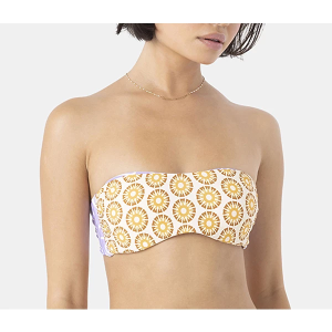 Women's Roxy Sunshine Reversible Bandeau Swim Bikini Top Juniors Medium Multi