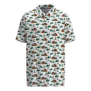 Men's Hooey Weekender Cowboy Golf Pattern Polo Small White