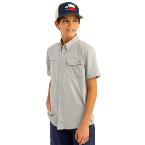 Boys' Huk Tide Point Button Up Shirt XLarge Harbor Mist