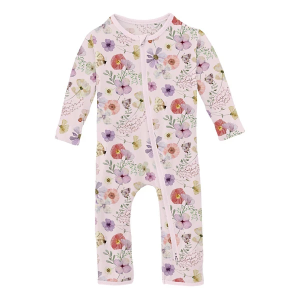 Kickee Pants Coverall 2 Way Zipper Romper Baby 18/24 mo. Shrinking Violet Pressed Flowers