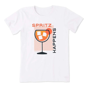 Women's Life is Good Aperol Spritz Happens T-Shirt Medium Cloud White