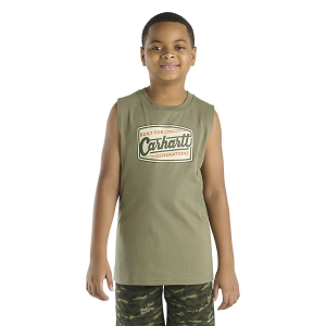 Kids' Carhartt Graphic Logo Patch Crew Neck Tank Top XLarge Dusty Olive