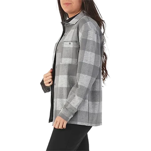 Women's Glyder Trek Long Sleeve Shacket Medium Ash Grey Heather Plaid