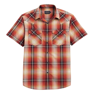Men's Pendleton Frontier Button Up Shirt XLarge Brick Black Plaid