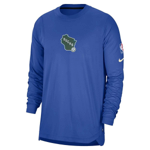 Milwaukee Bucks 2024 City Edition Pregame Nike Long Sleeve T-Shirt Small Royal