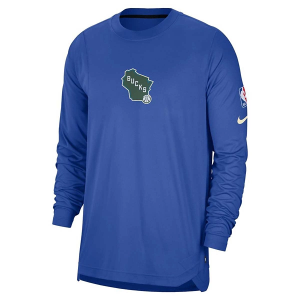 Milwaukee Bucks 2024 City Edition Pregame Nike Long Sleeve T-Shirt XLarge Royal
