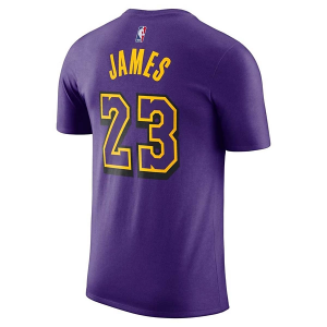 Los Angeles Lakers LeBron James #23 2024 City Edition Name & Number Nike T-Shirt Large Purple