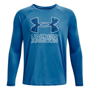 Kids' Under Armour Tech Hybrid Print Long Sleeve T-Shirt Large Blue