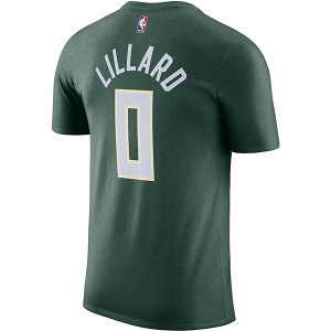 Milwaukee Bucks Damian Lillard #0 Name & Number Nike T-Shirt XLarge Fir