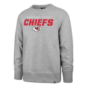 Kansas City Chiefs 47 Brand Traction Crewneck Large Grey Heather