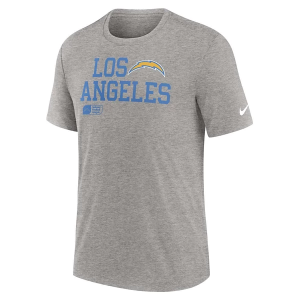Los Angeles Chargers Nike Lock Up Tri Blend T-Shirt Large Dark Grey Heather