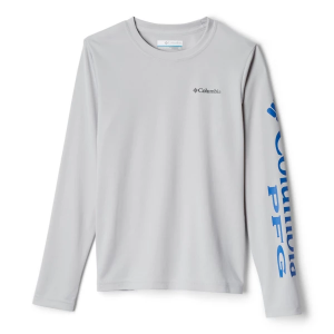 Boys' Columbia PFG Terminal Tackle Long Sleeve T-Shirt XLarge Cool Grey/Vivid Blue
