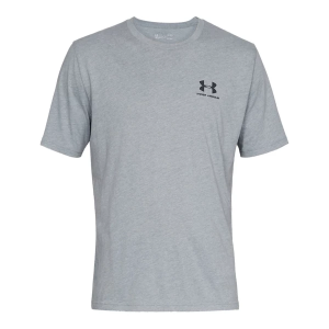 Men's Under Armour Sportstyle LC Logo T-Shirt Small Steel Light Heather/Black