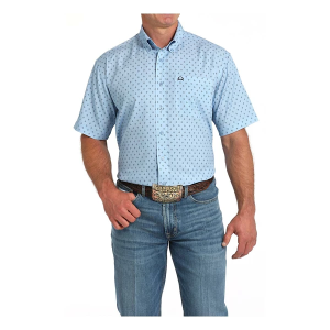 Men's Cinch Arenaflex Western Diamond Print Button Up Shirt XLarge Light Blue