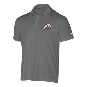 Utah Utes Under Armour Tech Mesh Polo Medium Grey Heather