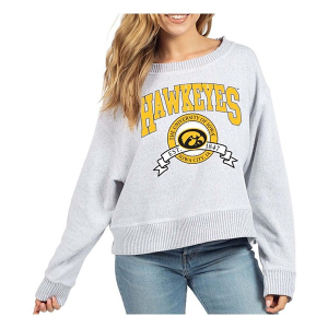 Iowa Hawkeyes Chicka-D Women's Crew Small Heather Grey