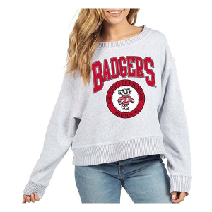Wisconsin Badgers Chicka-D Women's Crew Medium Heather Grey