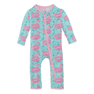 Kickee Pants Coverall 2 Way Zipper Romper Baby 9/12 mo. Pool Party