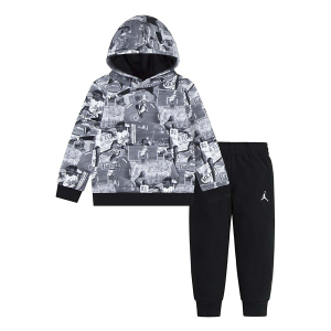 Jordan Brooklyn Print Pullover Set Toddler 4T Black