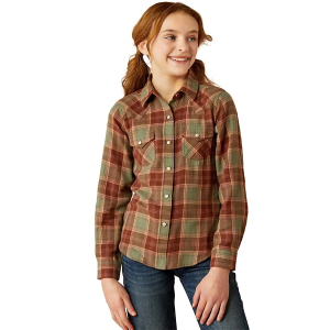 Girls' Ariat Ava Plaid Long Sleeve Flannel XSmall Oakwood Plaid