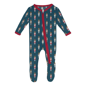 Kickee Pants Zipper Print Footie Pajamas Baby 0/3 mo. Peacock Nutcrackers