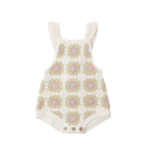 Girls' Rylee + Cru Crochet Romper Baby 3/6 mo. Ivory