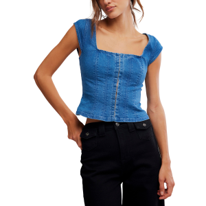 Free People Women's Free People Marilyn Denim Shirt Medium Skylight - $48.99 at SCHEELS