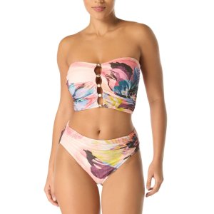 Carmen Marc Valvo Women's Carmen Marc Valvo Bandeau Draped Swim Bikini Top Contemporary Medium Pink Multi - $48.99 at SCHEELS
