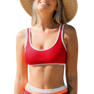 Cupshe Women's Cupshe Color Block Scoop Binding Swim Bikini Top Contemporary Large Red - $16.99 at SCHEELS