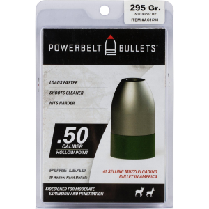 PowerBelt Power Belt Bullets Pure Lead 50 Cal Hollow Point Muzzleloader Bullets 15 Round Box Muzzleloader Bullets