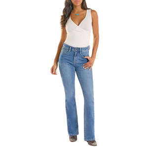 Rock & Roll Denim Women's Rock & Roll Denim Metal Clasp Classic Bootcut Jeans Medium Wash 27 30 - $42.99 at SCHEELS