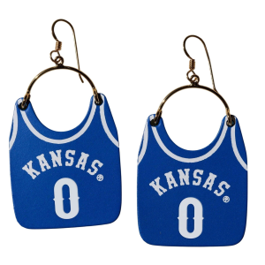 Nickel & Suede Kansas Basketball Jersey Earrings Blue/White