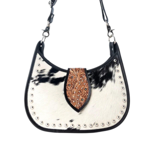 Myra Black Santa Fe Handtooled Shoulder Bag