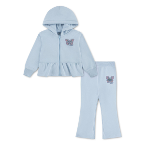 Toddler Girls' abercrombie kids Embroidered Butterfly Full Zip Hoodie and Sweatpants Set