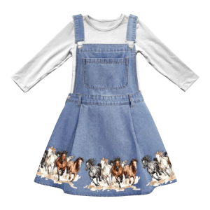 Shea Baby Baby Girls' Shea Baby Running Horse Long Sleeve Denim Dress - $35.99 at SCHEELS