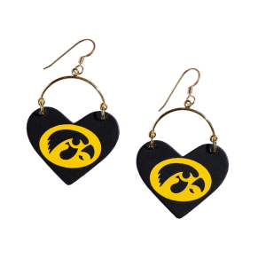 Nickel & Suede Black University of Iowa Hawkeye Lover Earrings