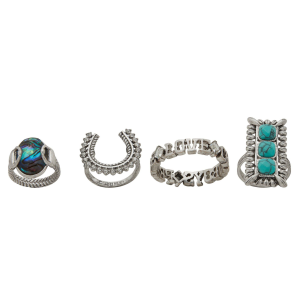 The Jewelry Group Blue Stone 4-Pack Ring
