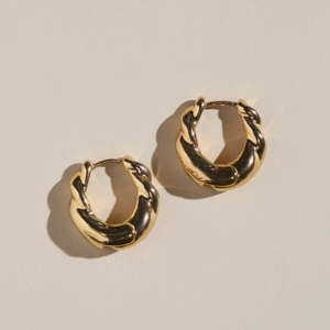 Nickel & Suede Wide Twist Hoop Earrings