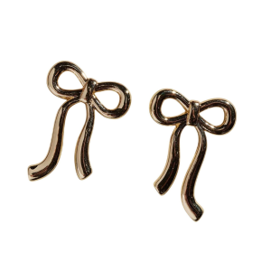 Nickel & Suede Vintage Bow Stud Earrings