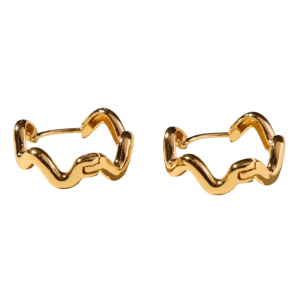Nickel & Suede Waterproof Squiggle Hoop Earrings