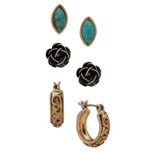 The Jewelry Group The Jewelry Group Twotoned Flower Stud Hoop Earrings - $18.99 at SCHEELS
