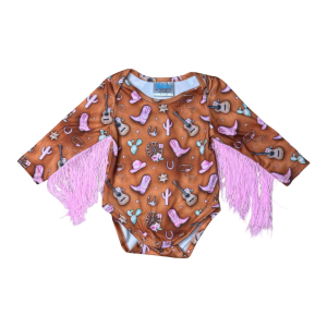 Shea Baby Baby Girls' Shea Baby Guitar & Cowgirl Fringe Long Sleeve Onesie - $17.99 at SCHEELS