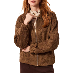 Women's Tribal Embroidered Faux Suede Jacket